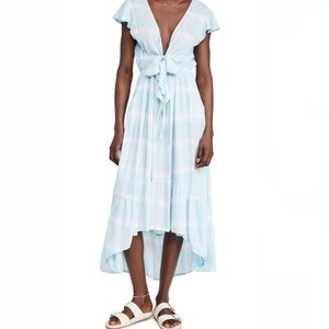 Tiare Hawaii Tie Dye Stripe Aqua Maxi Dress S